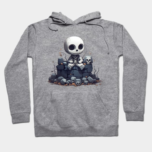 Cute preppy skeleton sitting on the wall Hoodie by MilkyBerry